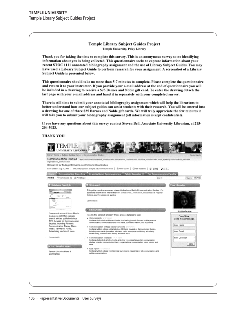 SPEC Kit 318: Impact Measures in Research Libraries (September 2010) page 106