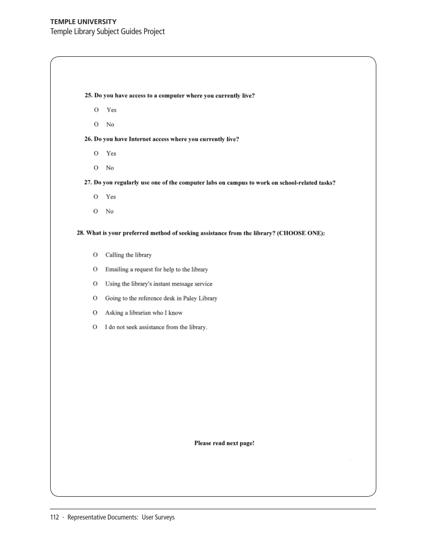 SPEC Kit 318: Impact Measures in Research Libraries (September 2010) page 112