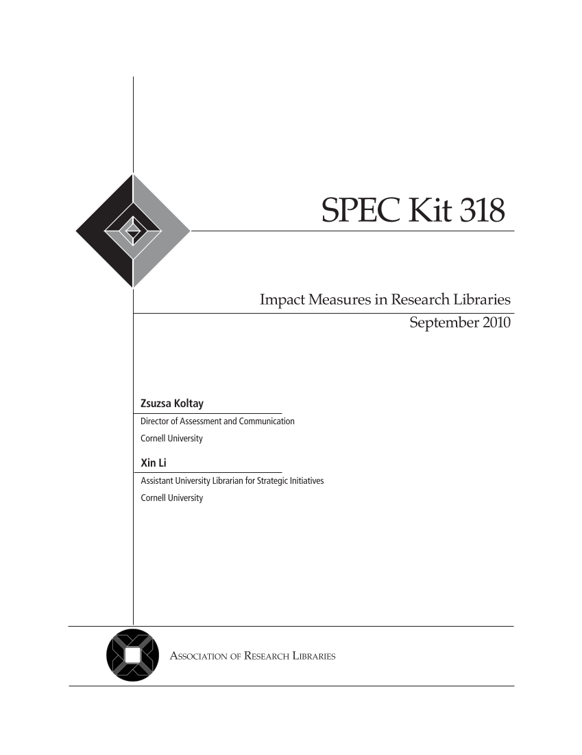 SPEC Kit 318: Impact Measures in Research Libraries (September 2010) page 3