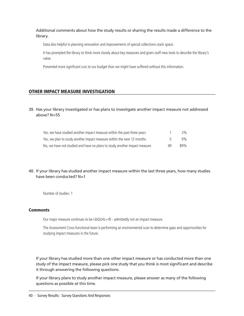 SPEC Kit 318: Impact Measures in Research Libraries (September 2010) page 40