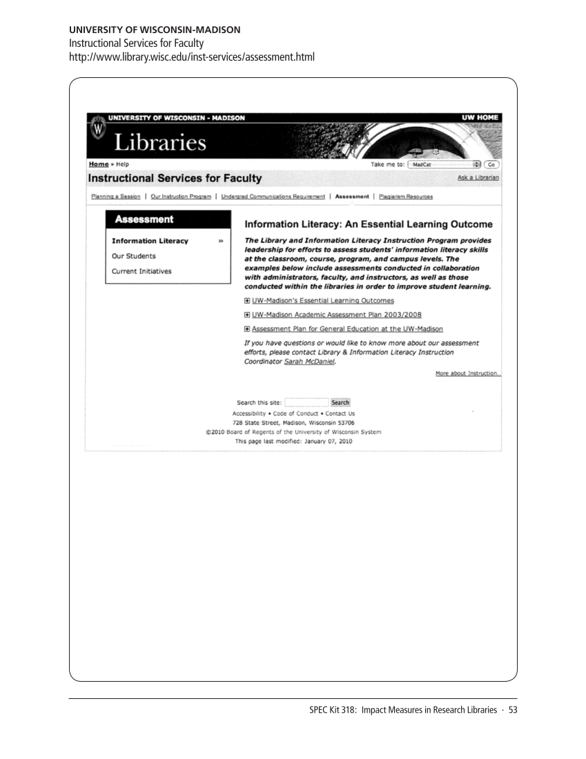 SPEC Kit 318: Impact Measures in Research Libraries (September 2010) page 53