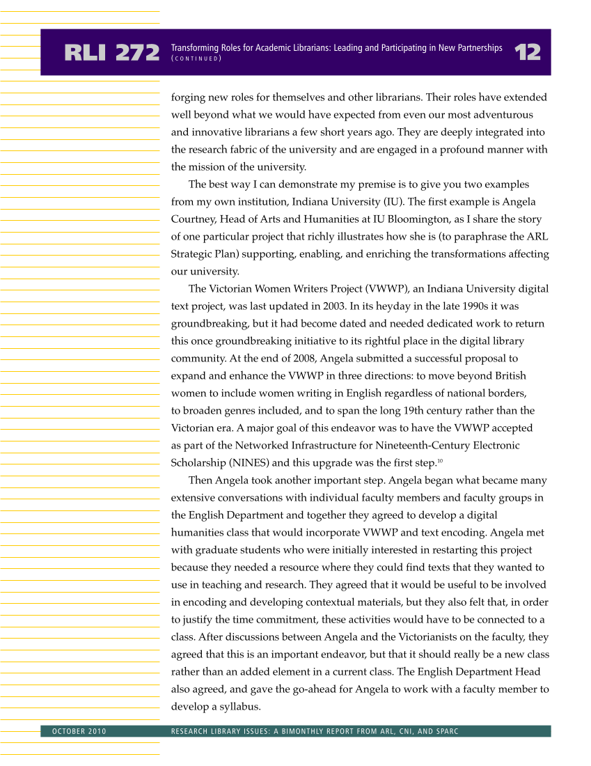 Research Library Issues, no. 272 (Oct. 2010): 21st-Century Research Library Workforce page 13