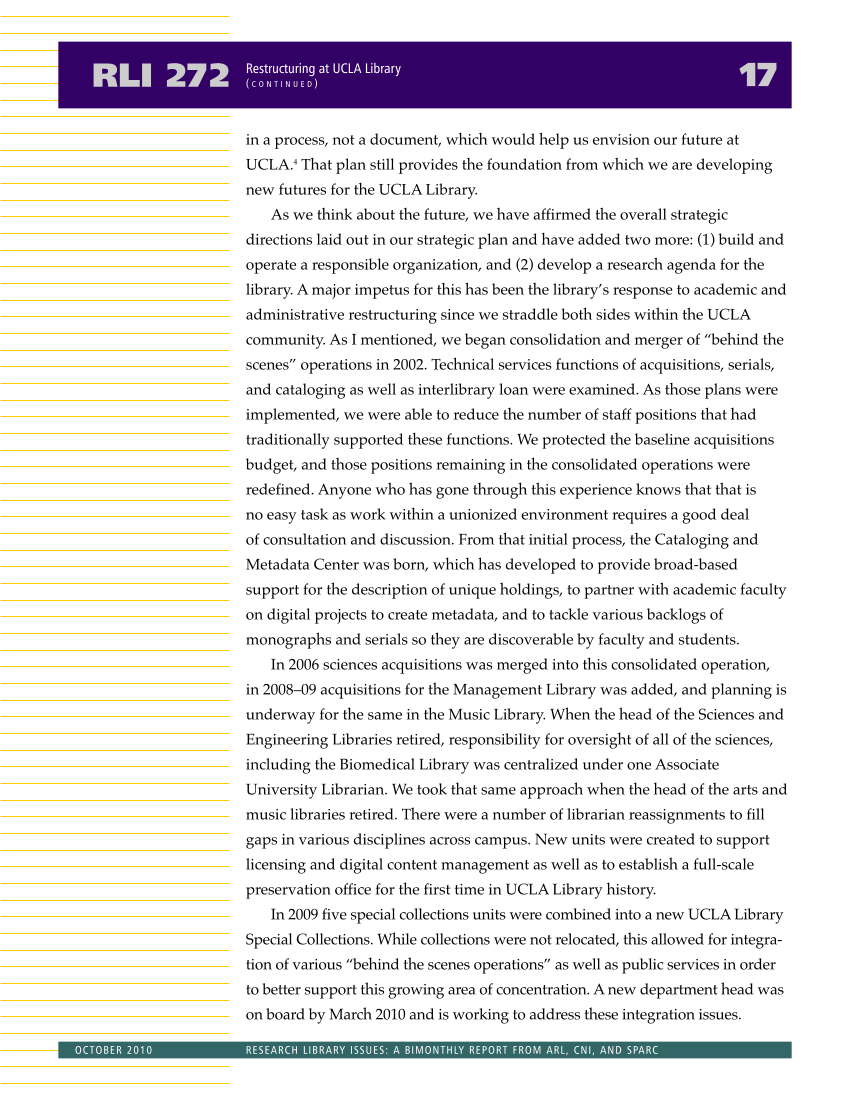 Research Library Issues, no. 272 (Oct. 2010): 21st-Century Research Library Workforce page 18