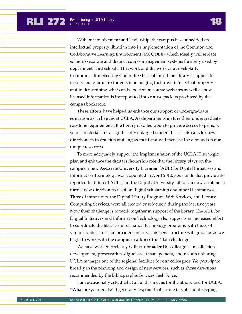 Research Library Issues, no. 272 (Oct. 2010): 21st-Century Research Library Workforce page 19