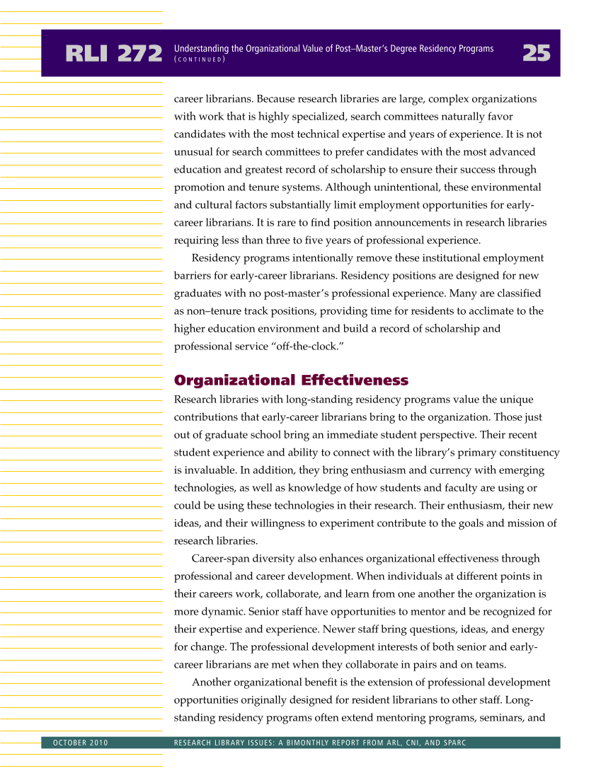 Research Library Issues, no. 272 (Oct. 2010): 21st-Century Research Library Workforce page 26
