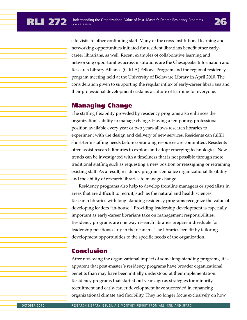 Research Library Issues, no. 272 (Oct. 2010): 21st-Century Research Library Workforce page 27