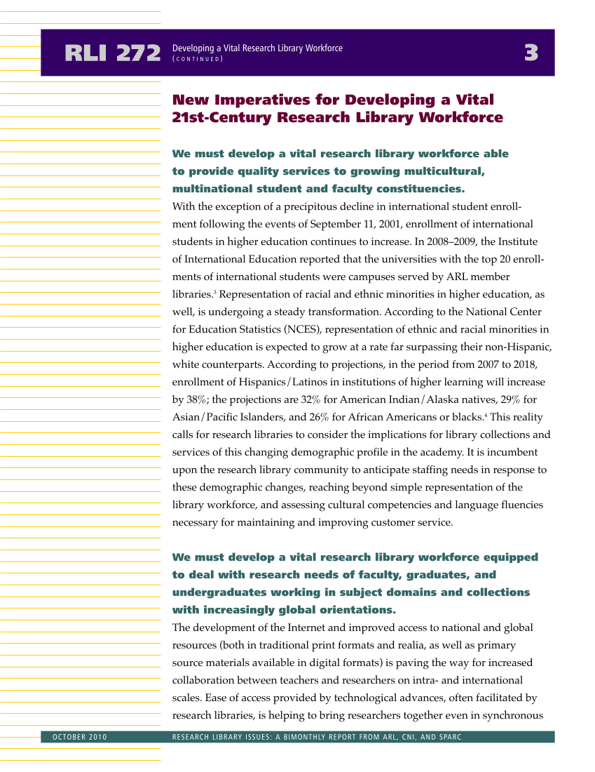 Research Library Issues, no. 272 (Oct. 2010): 21st-Century Research Library Workforce page 4