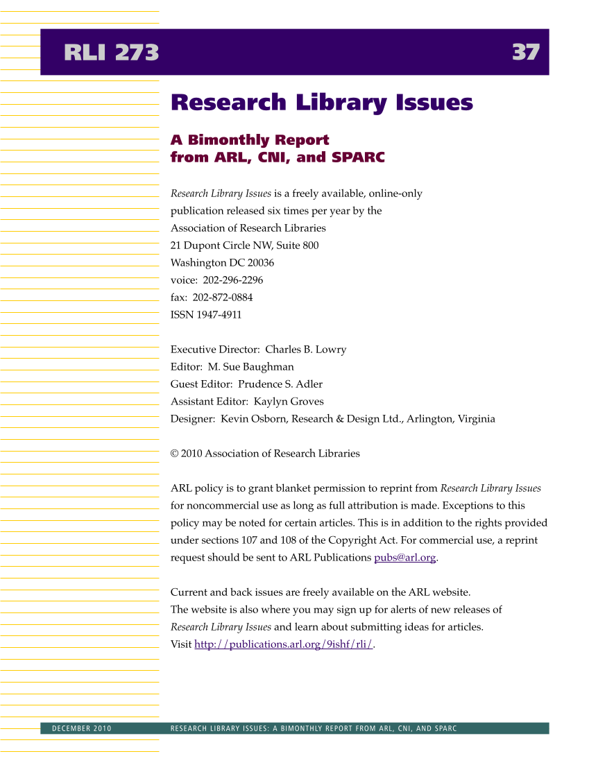 Research Library Issues, no. 273 (Dec. 2010) page 37