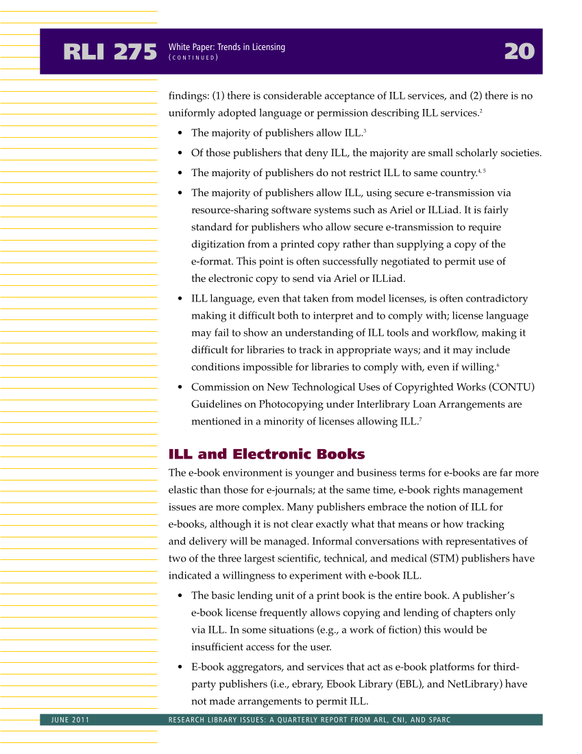 Research Library Issues, no. 275 (June 2011): Report of the Task Force on International Interlibrary Loan and Document Delivery Practices page 20