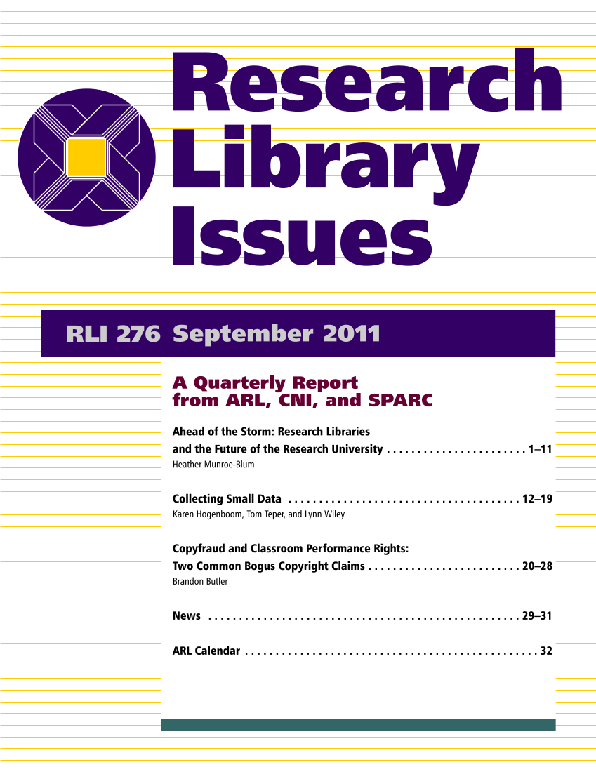 Research Library Issues, no. 276 (Sept. 2011) page