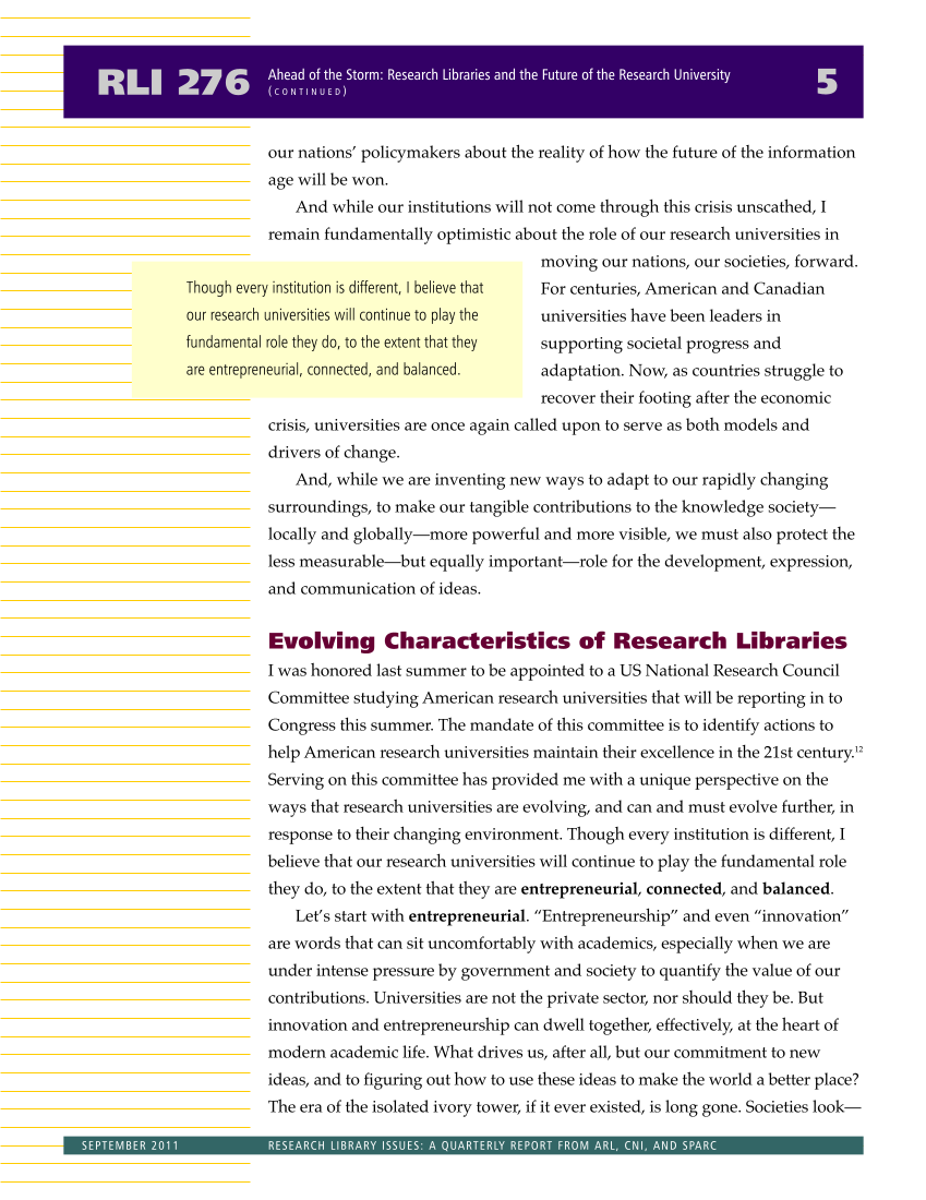 Research Library Issues, no. 276 (Sept. 2011) page 6