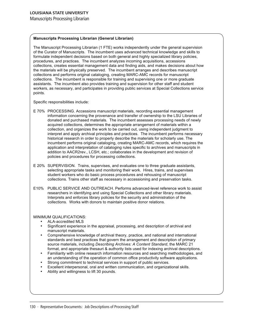 SPEC Kit 314: Processing Decisions for Manuscripts & Archives (November 2009) page 132