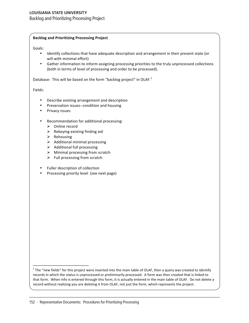 SPEC Kit 314: Processing Decisions for Manuscripts & Archives (November 2009) page 154