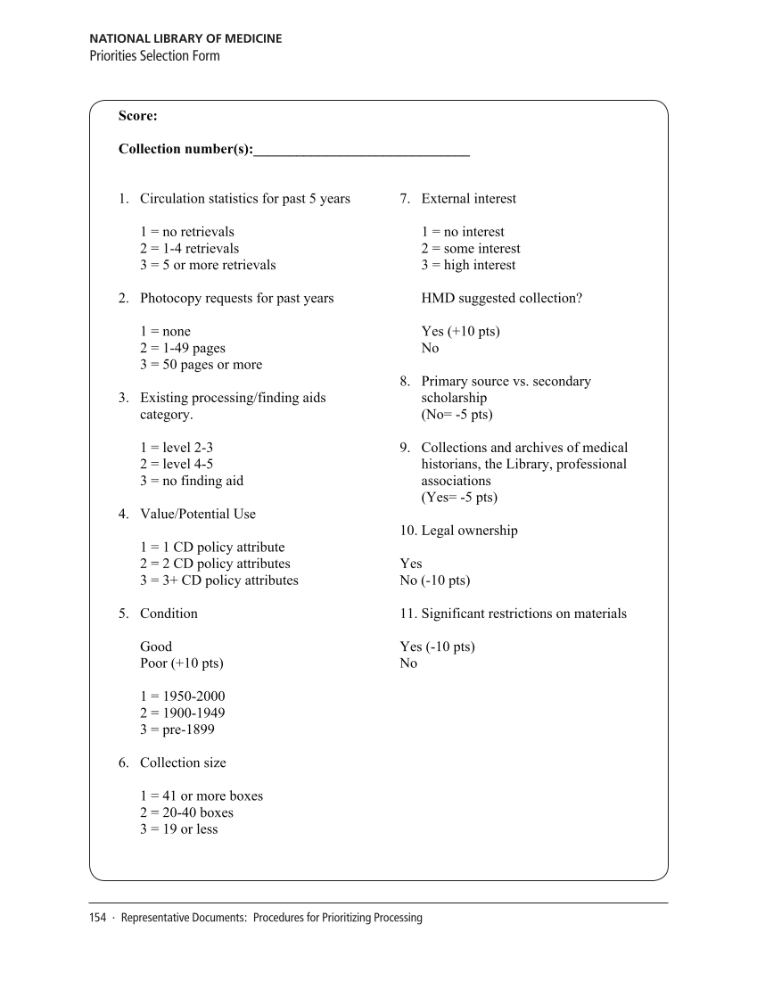 SPEC Kit 314: Processing Decisions for Manuscripts & Archives (November 2009) page 156