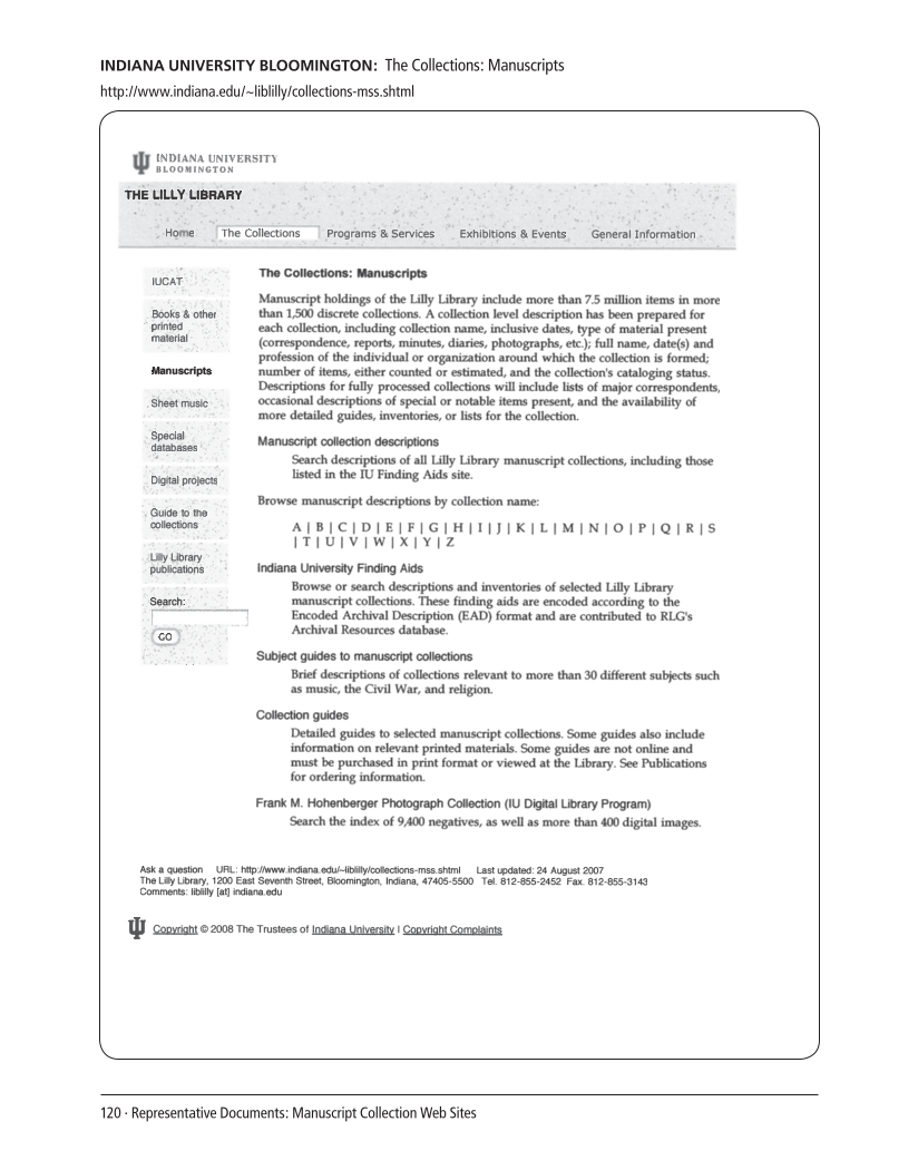 SPEC Kit 307: Manuscript Collections on the Web (October 2008) page 120