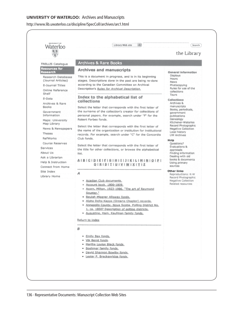 SPEC Kit 307: Manuscript Collections on the Web (October 2008) page 136