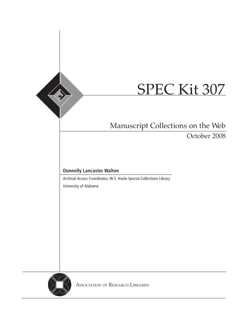 SPEC Kit 307: Manuscript Collections on the Web (October 2008) page 3