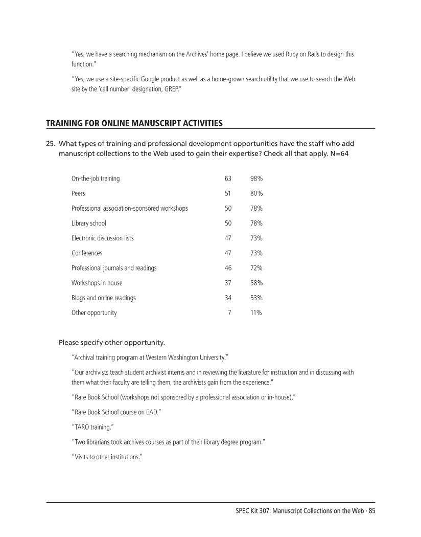 SPEC Kit 307: Manuscript Collections on the Web (October 2008) page 85