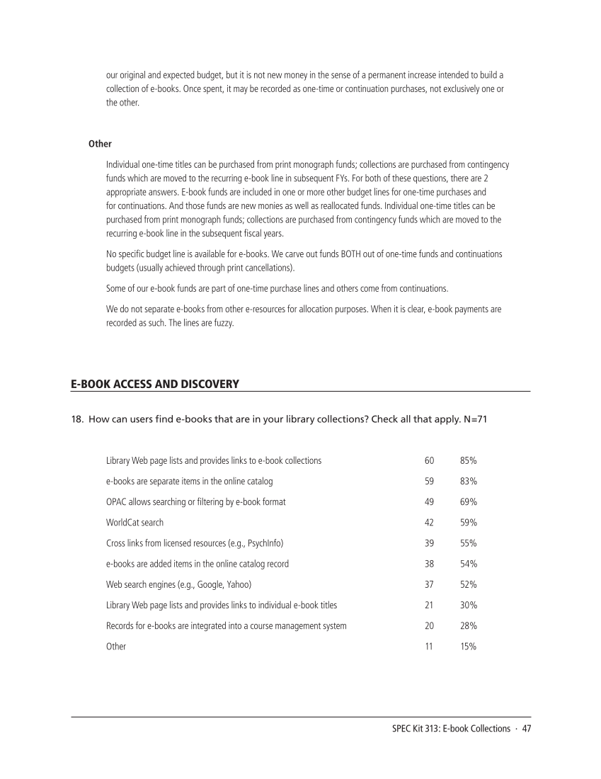 SPEC Kit 313: E-book Collections (October 2009) page 47