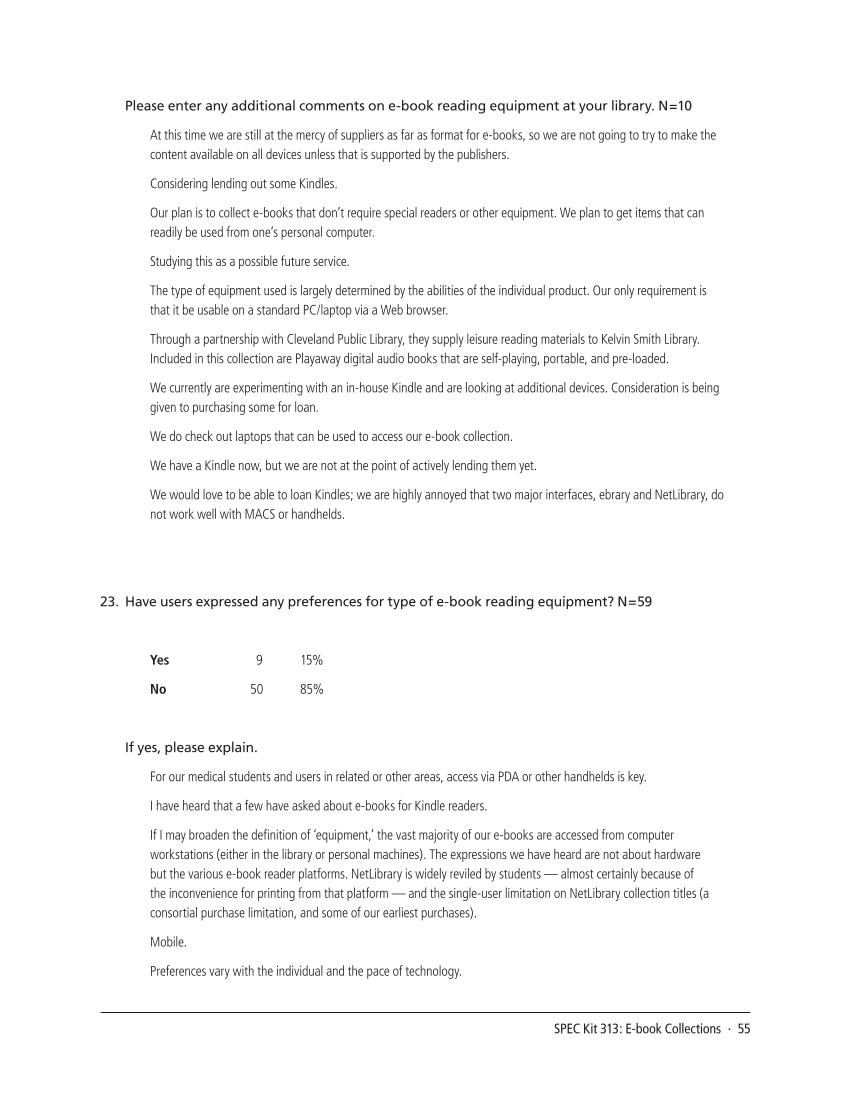 SPEC Kit 313: E-book Collections (October 2009) page 55