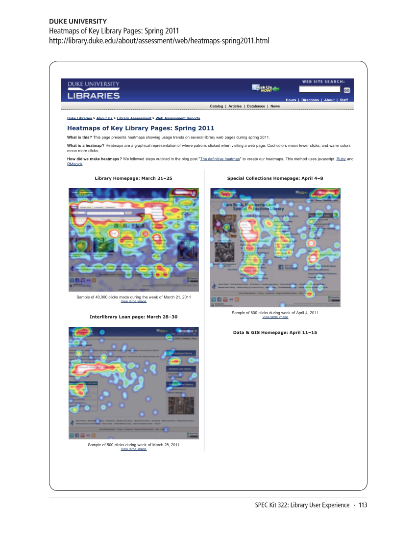 SPEC Kit 322: Library User Experience (July 2011) page 113