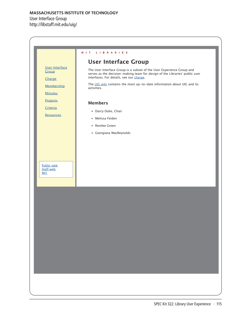 SPEC Kit 322: Library User Experience (July 2011) page 115