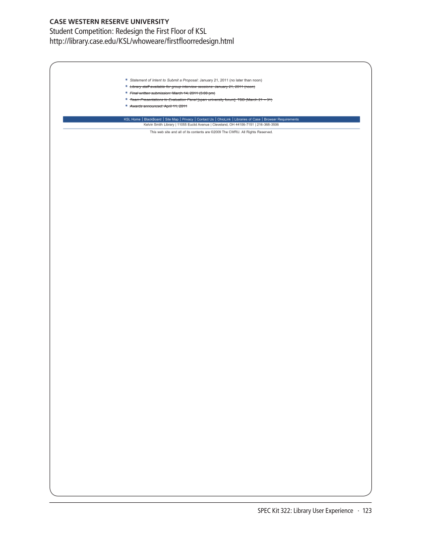 SPEC Kit 322: Library User Experience (July 2011) page 123