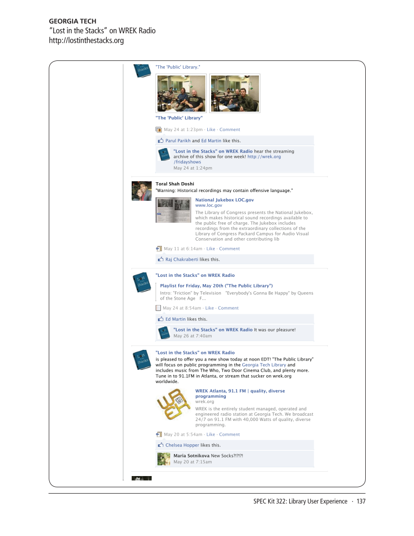 SPEC Kit 322: Library User Experience (July 2011) page 137