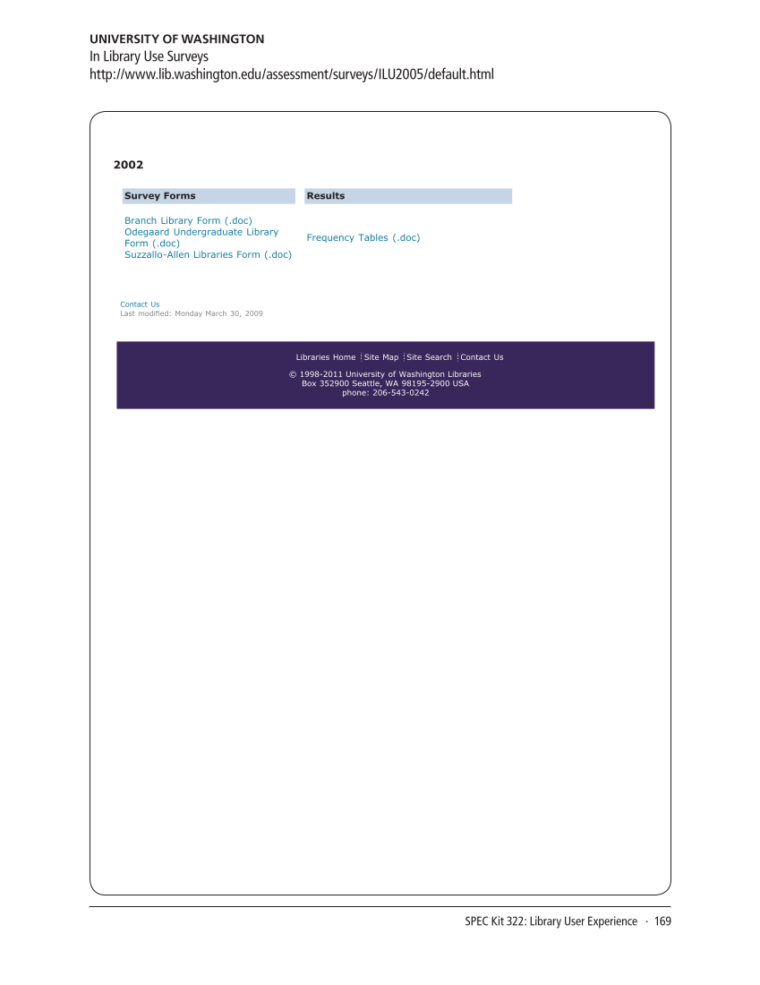 SPEC Kit 322: Library User Experience (July 2011) page 169