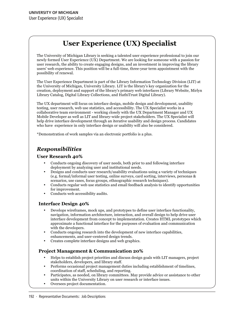 SPEC Kit 322: Library User Experience (July 2011) page 192