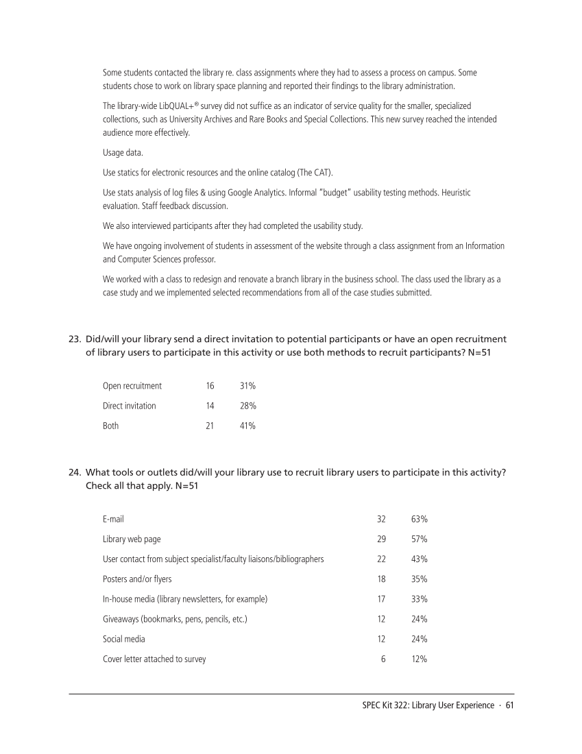 SPEC Kit 322: Library User Experience (July 2011) page 61