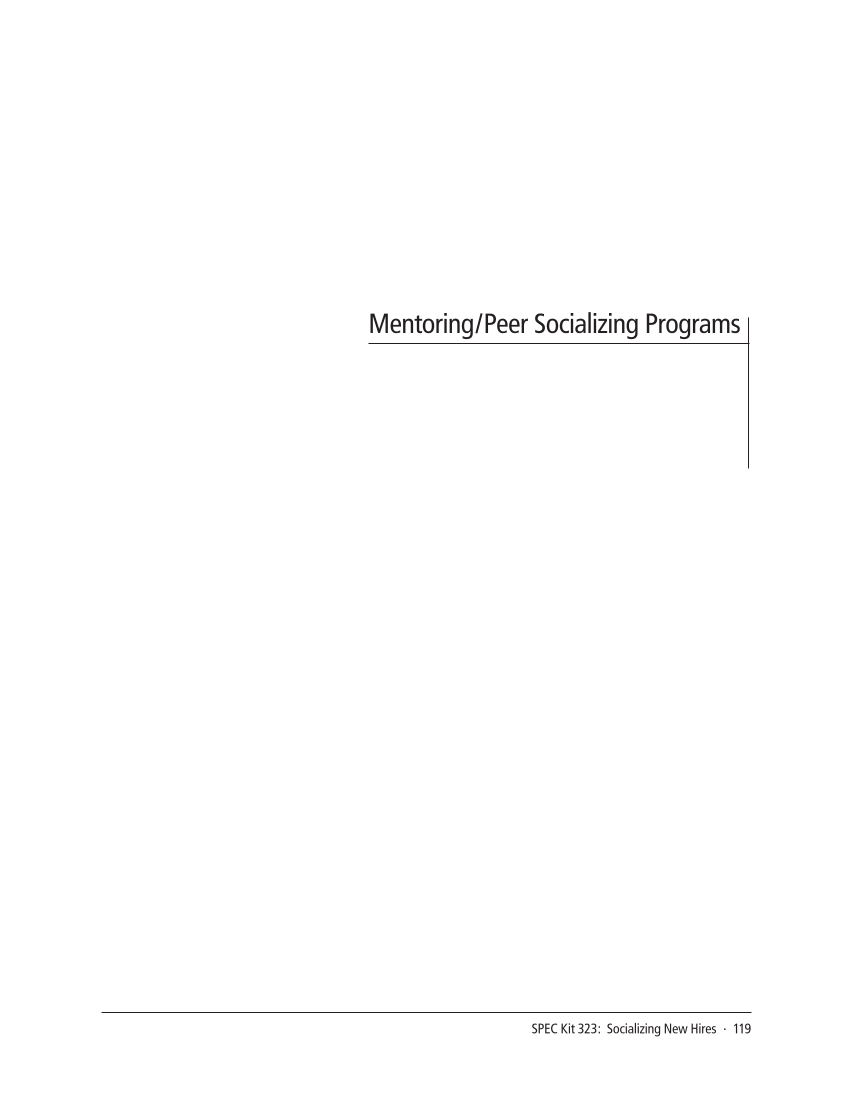 SPEC Kit 323: Socializing New Hires (August 2011) page 119