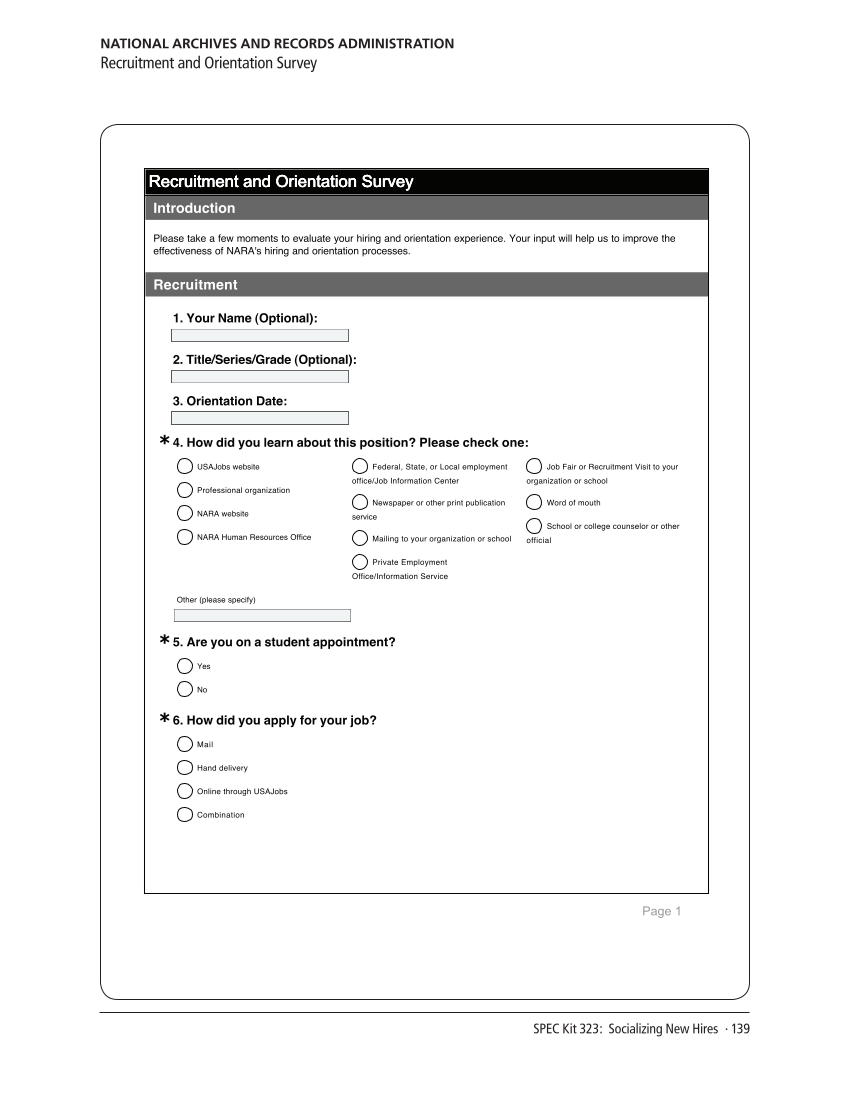 SPEC Kit 323: Socializing New Hires (August 2011) page 139