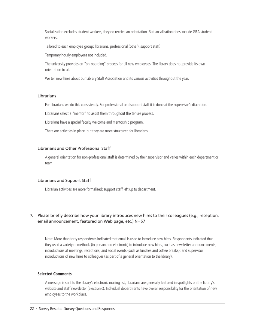 SPEC Kit 323: Socializing New Hires (August 2011) page 22