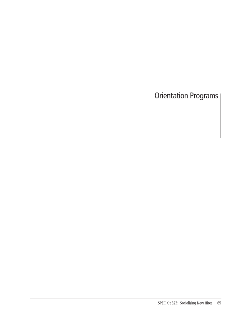 SPEC Kit 323: Socializing New Hires (August 2011) page 65