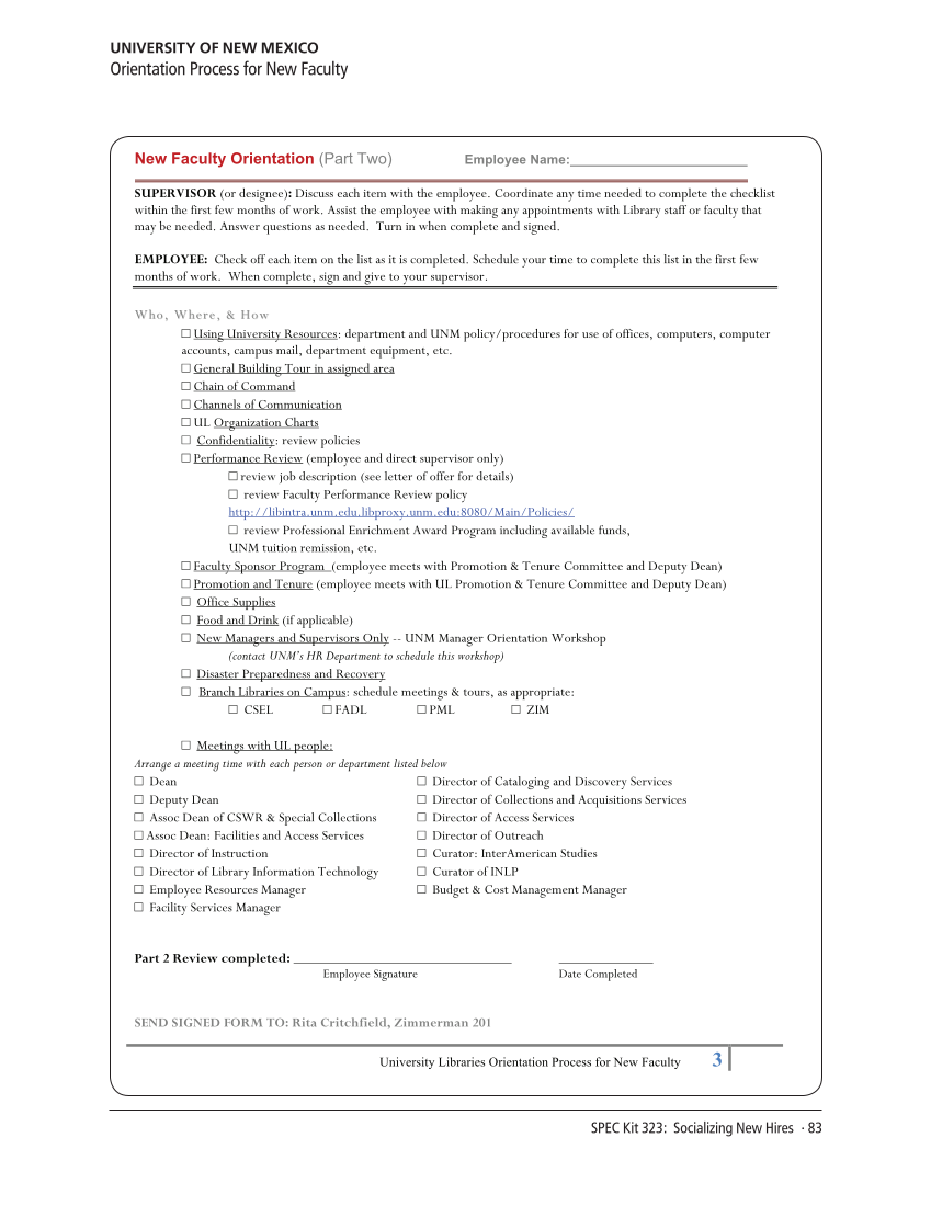 SPEC Kit 323: Socializing New Hires (August 2011) page 83