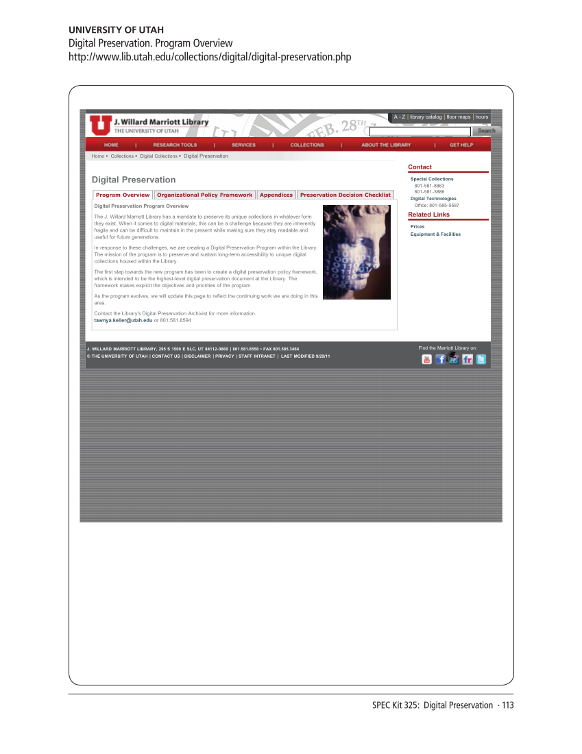 SPEC Kit 325: Digital Preservation (October 2011) page 113