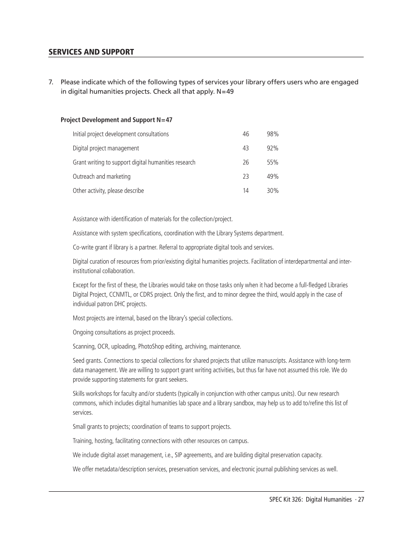 SPEC Kit 326: Digital Humanities (November 2011) page 27