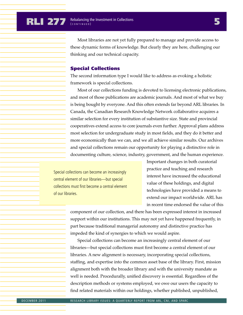 Research Library Issues, no. 277 (Dec. 2011) page 6
