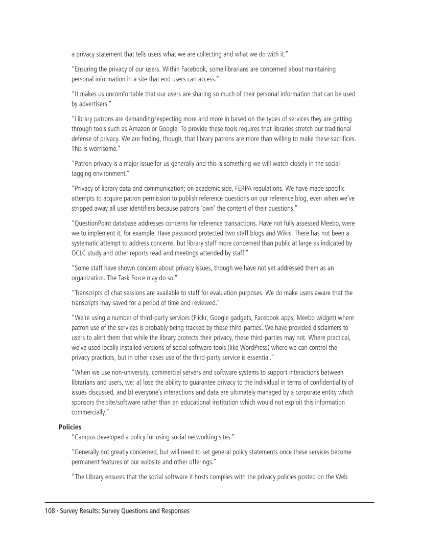 SPEC Kit 304: Social Software in Libraries (July 2008) page 108