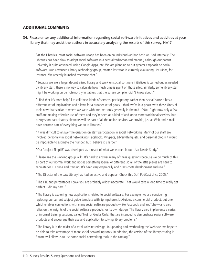 SPEC Kit 304: Social Software in Libraries (July 2008) page 110