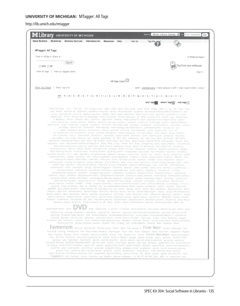 SPEC Kit 304: Social Software in Libraries (July 2008) page 135