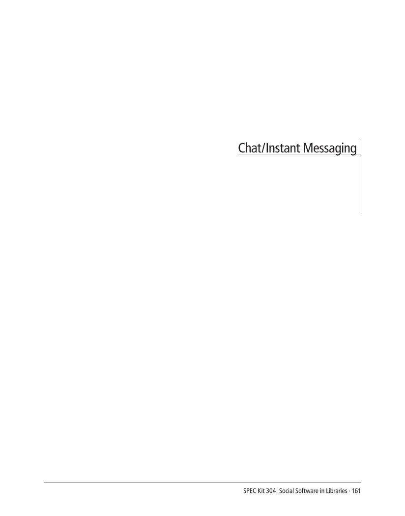 SPEC Kit 304: Social Software in Libraries (July 2008) page 161
