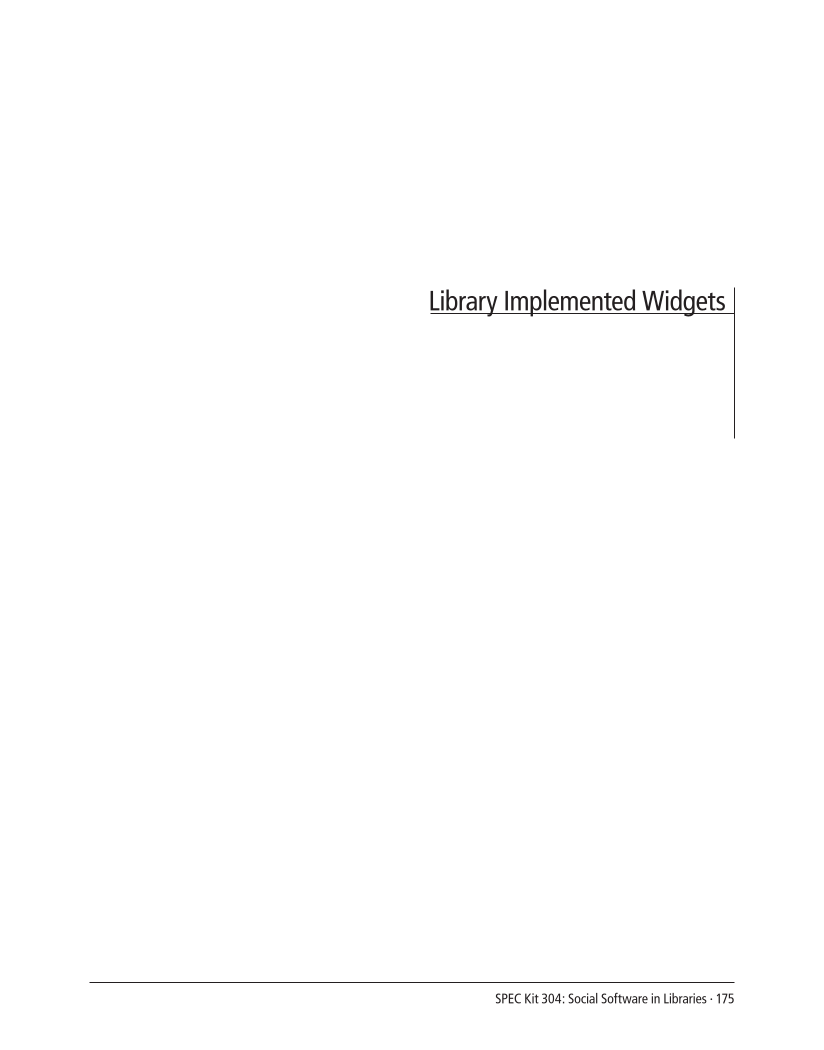 SPEC Kit 304: Social Software in Libraries (July 2008) page 175