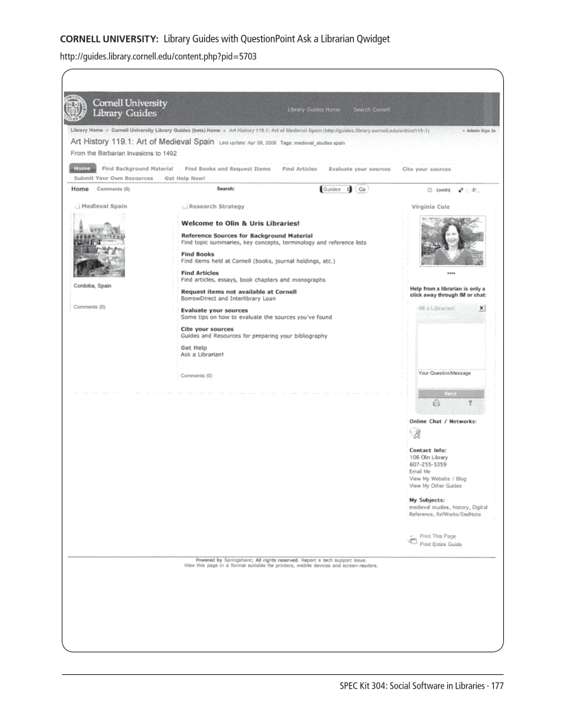 SPEC Kit 304: Social Software in Libraries (July 2008) page 177