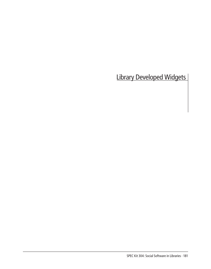 SPEC Kit 304: Social Software in Libraries (July 2008) page 181