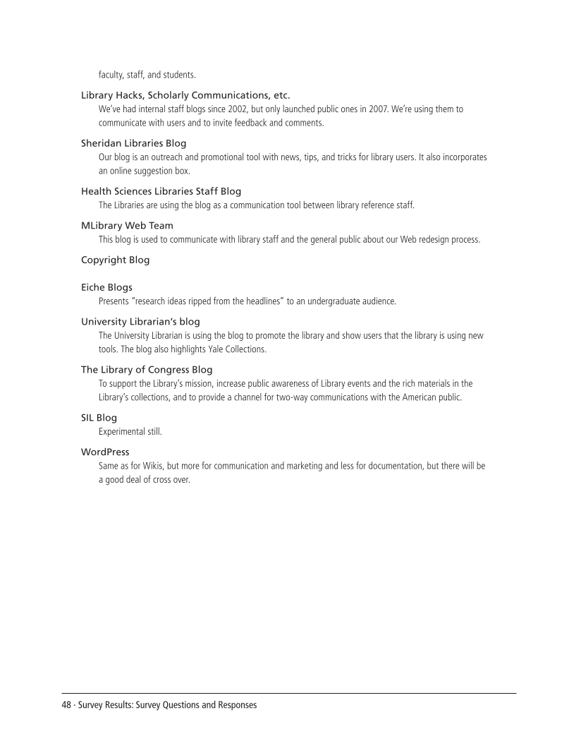 SPEC Kit 304: Social Software in Libraries (July 2008) page 48