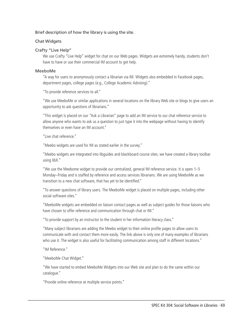 SPEC Kit 304: Social Software in Libraries (July 2008) page 69