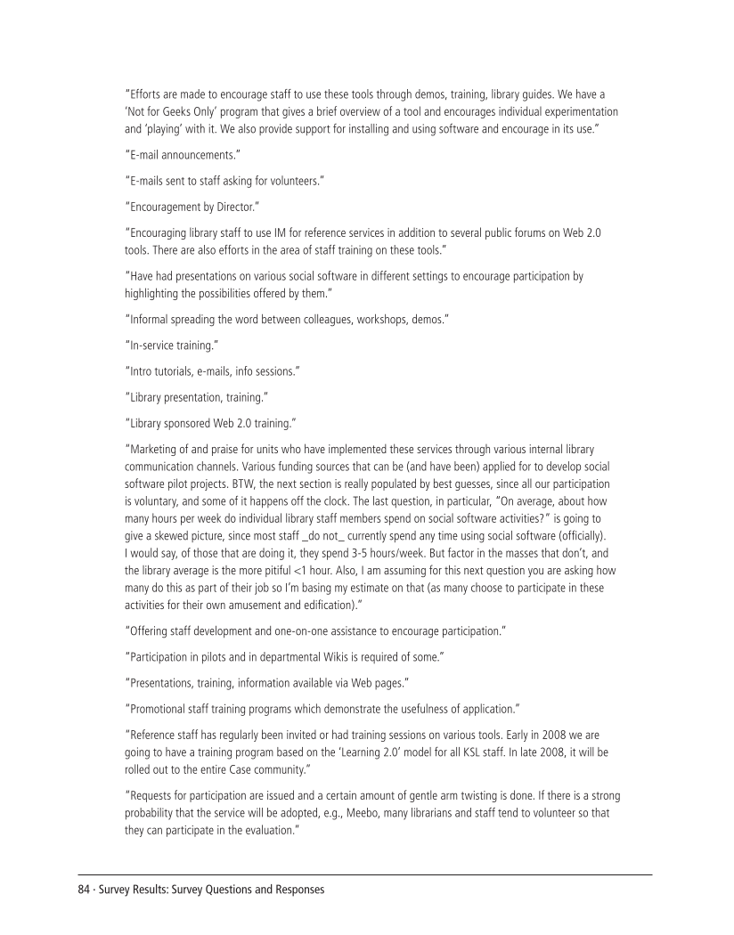 SPEC Kit 304: Social Software in Libraries (July 2008) page 84