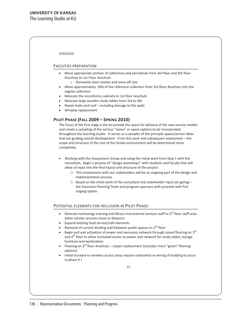 SPEC Kit 327: Reconfiguring Service Delivery (December 2011) page 136